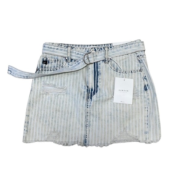 KanCan NWT Jean Skirt Estilo Striped Mini Skirt Denim Blue White Size Small S - Picture 1 of 13